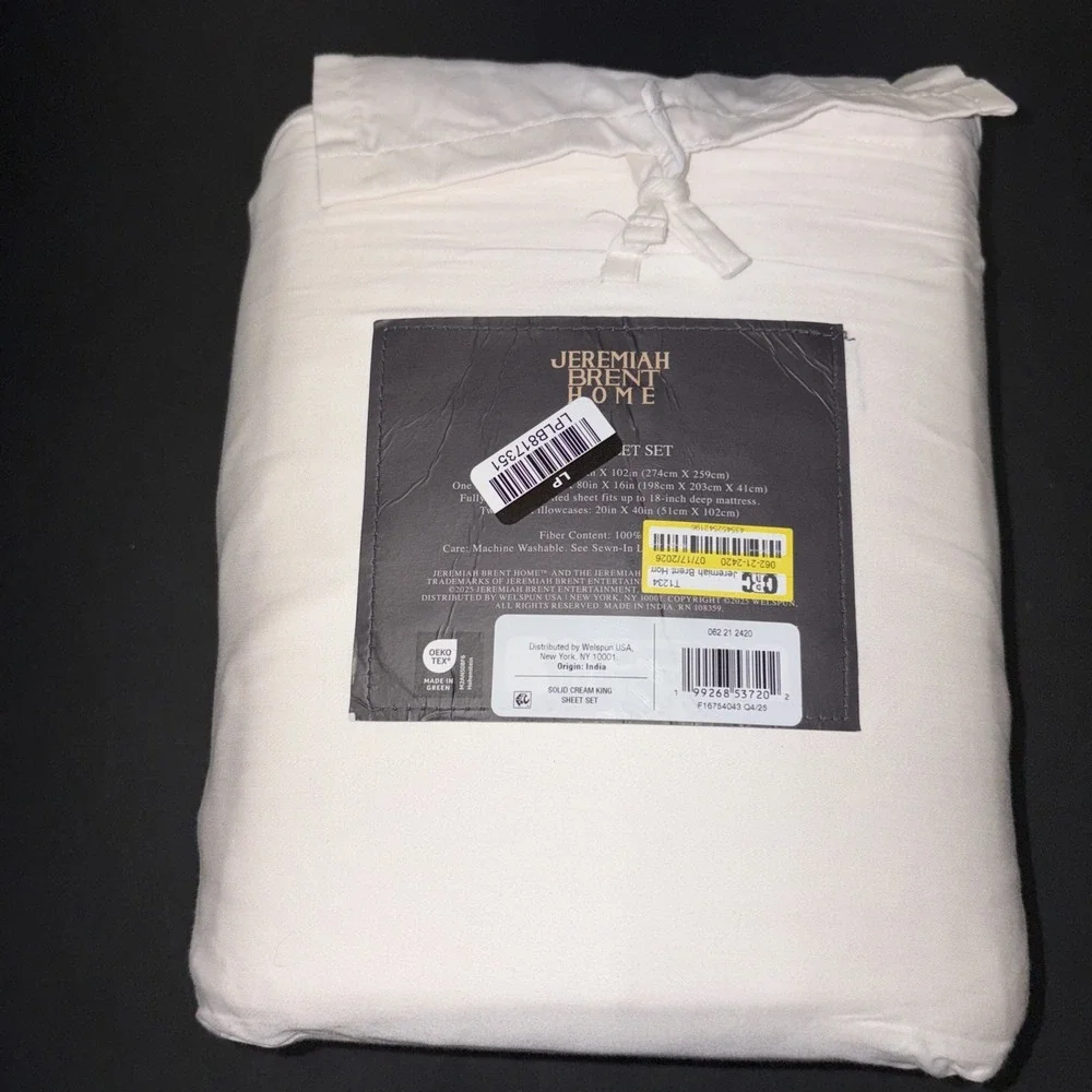 Jeremiah Brent Home Cotton Sateen Weave  4 Piece Sheet Set Size King